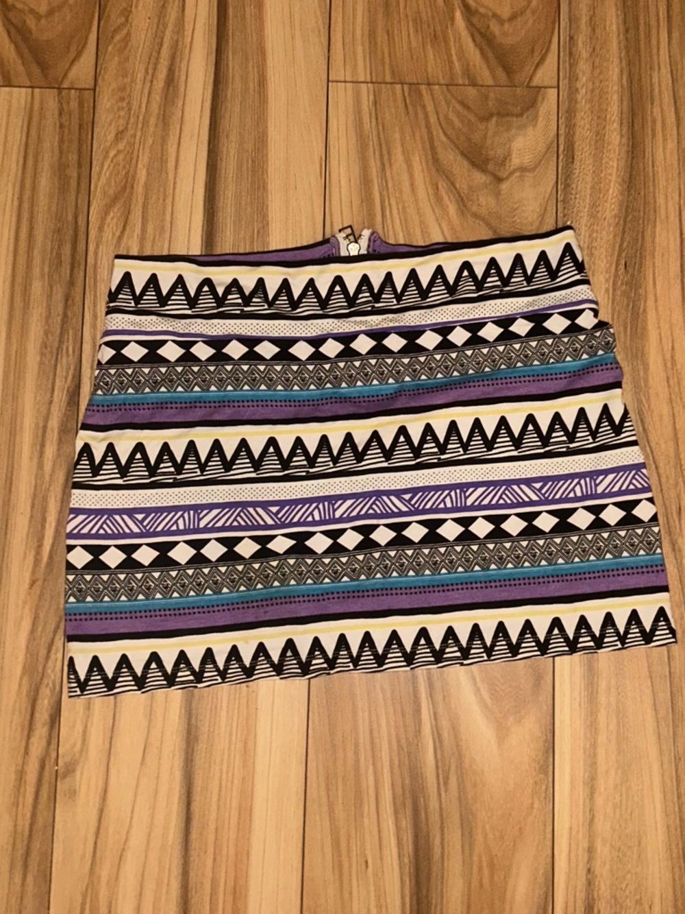 Topshop Cream Mini Skirt with Black, Purple & Teal Tribal Stripes